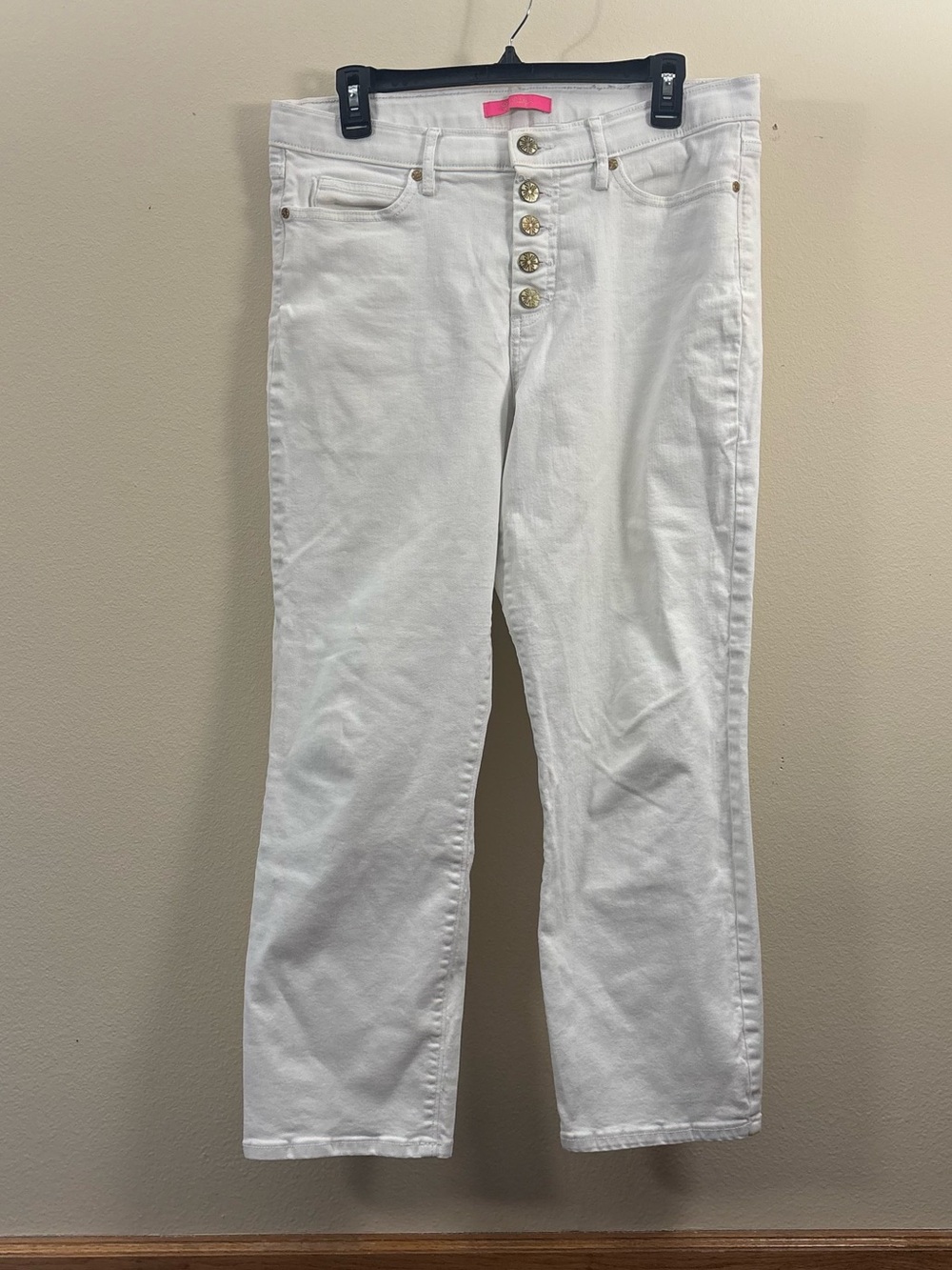 Lilly Pulitzer white high-rise cropped jeans women’s 12 coastal grandma preppy